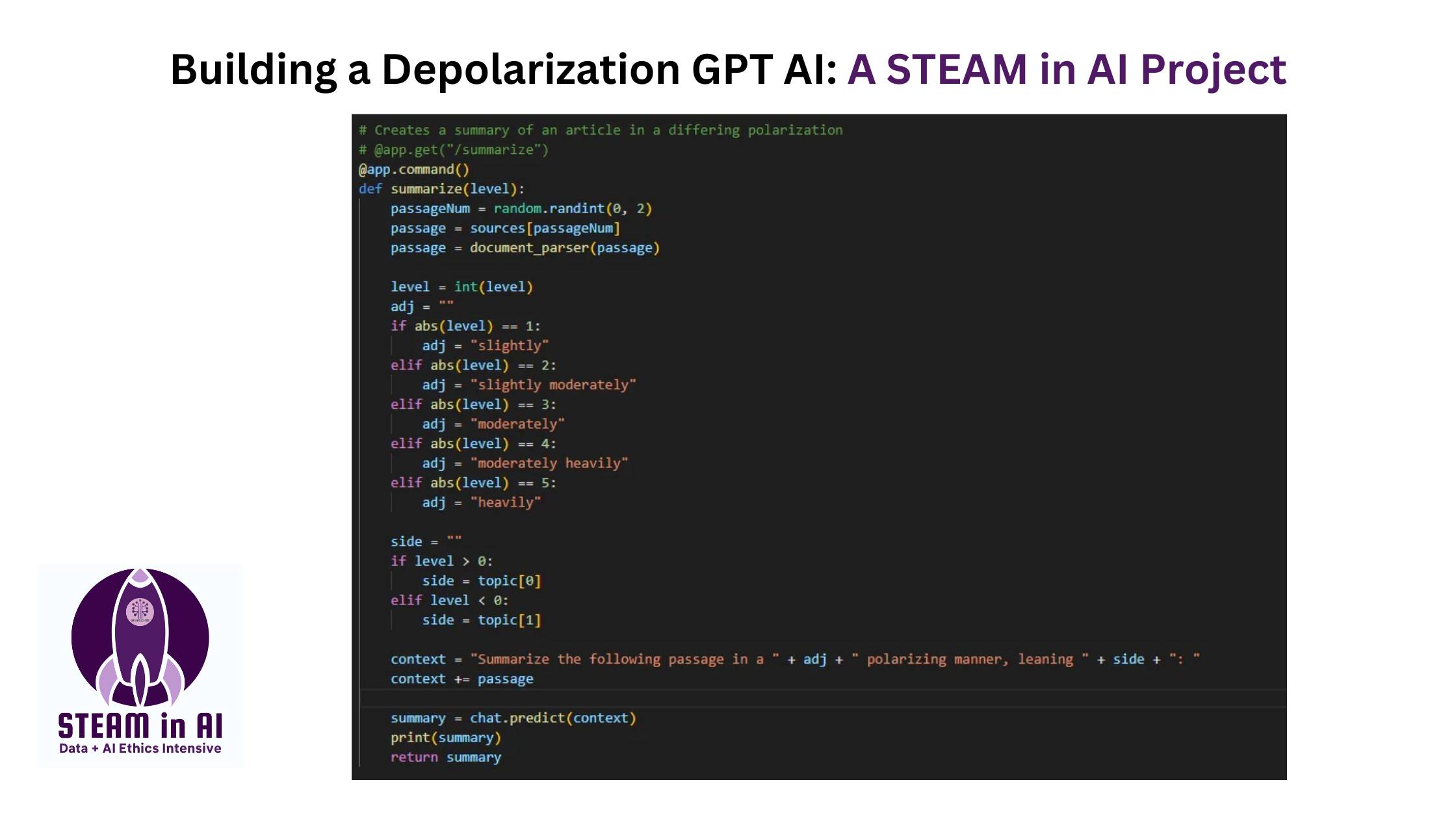 Building a Depolarization GPT AI A STEAM in AI Project-Yi Cheng