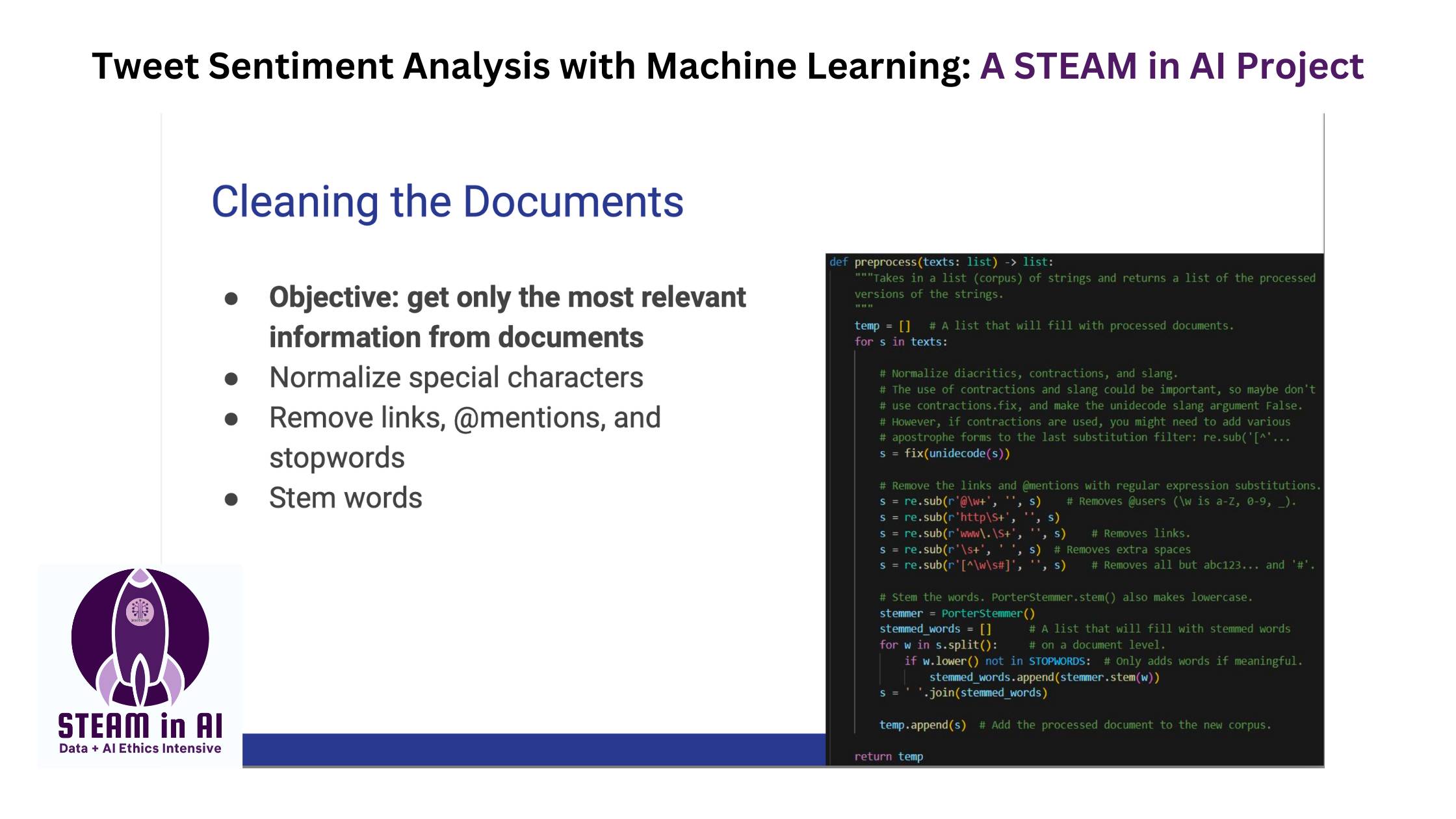 Tweet Sentiment Analysis with Machine Learning A STEAM in AI Project